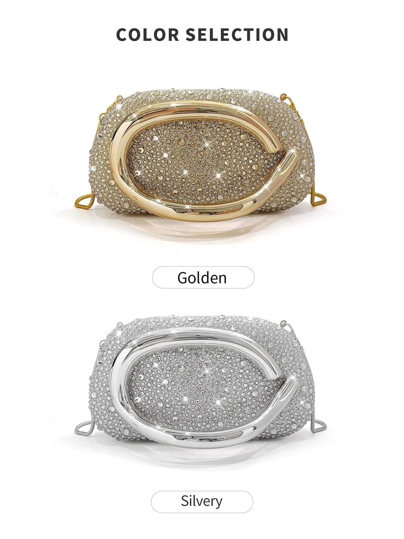 Sparkling Crystal Diamond Women's Evening Clutch Luxury Elegant Round Box Shaped Chain Bag Banquet Party Shoulder Crossbody Bag