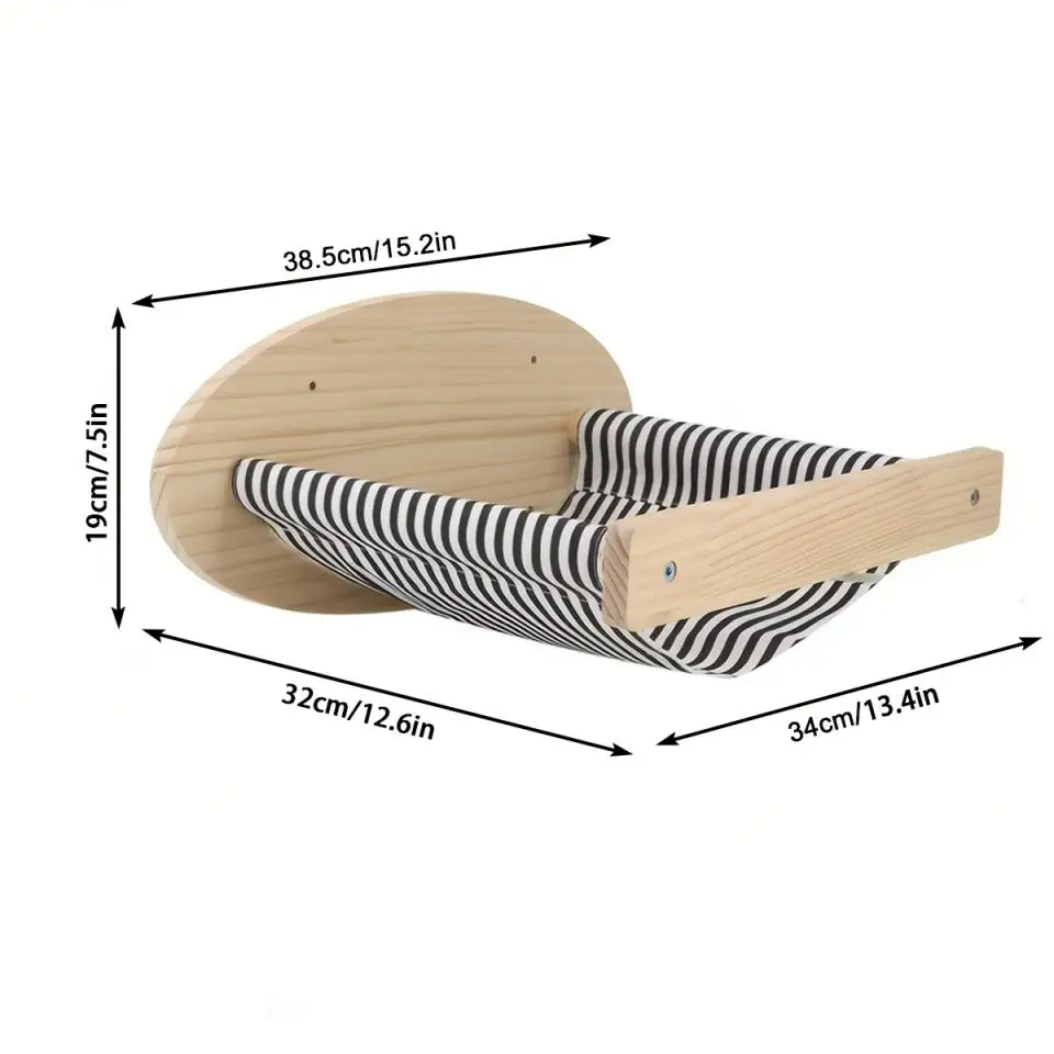 Wooden Cat Tree Tower Cat Wall Furniture Climbing Shelves Perches Sisal Scratcher Hammock Steps and Ladder Indoor Cats Walk Gym