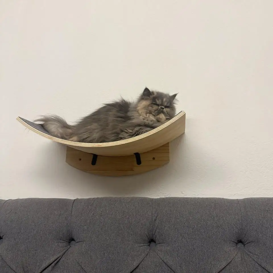 Wooden Cat Tree Tower Cat Wall Furniture Climbing Shelves Perches Sisal Scratcher Hammock Steps and Ladder Indoor Cats Walk Gym