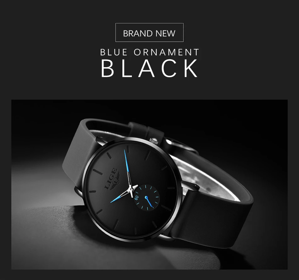 LIGE New Fashion Mens Watches Top Brand Luxury Sports Waterproof Simple UltraThin Quartz Watch Man Clock Relogio Masculino+Box