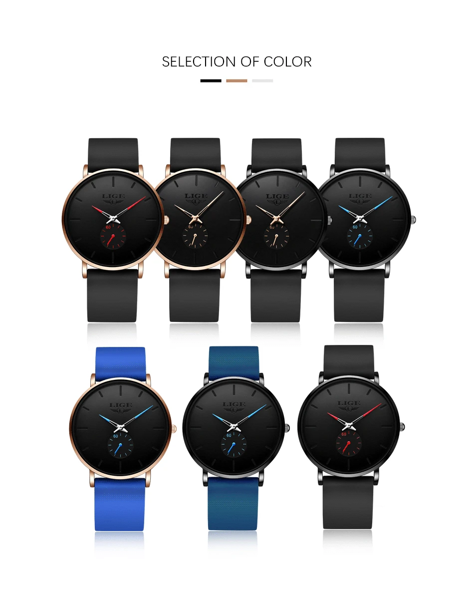 LIGE New Fashion Mens Watches Top Brand Luxury Sports Waterproof Simple UltraThin Quartz Watch Man Clock Relogio Masculino+Box