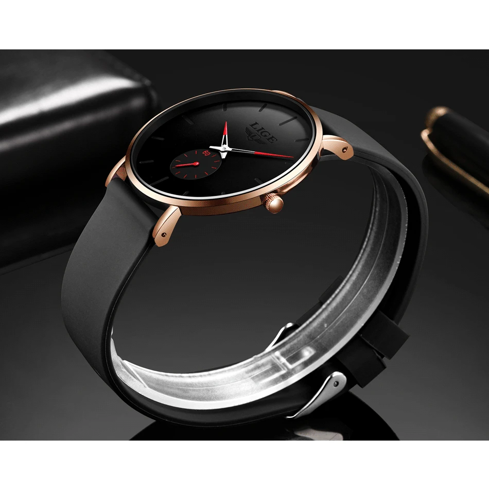 LIGE New Fashion Mens Watches Top Brand Luxury Sports Waterproof Simple UltraThin Quartz Watch Man Clock Relogio Masculino+Box