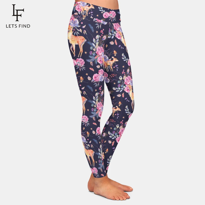 LETSFIND High Quaility New Women Elastic Pockert Pants Fashion High Waist 3D Printing Stretch Fitness Sexy Girls Leggings