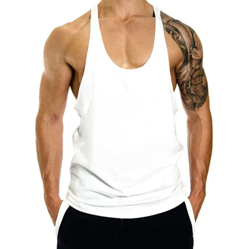 100% Cotton Bodybuilding Brand Jogger Gym Singlet Training Bodybuilding Tank Top Vest Shirt Sleeveless Fitness Shirt For Men