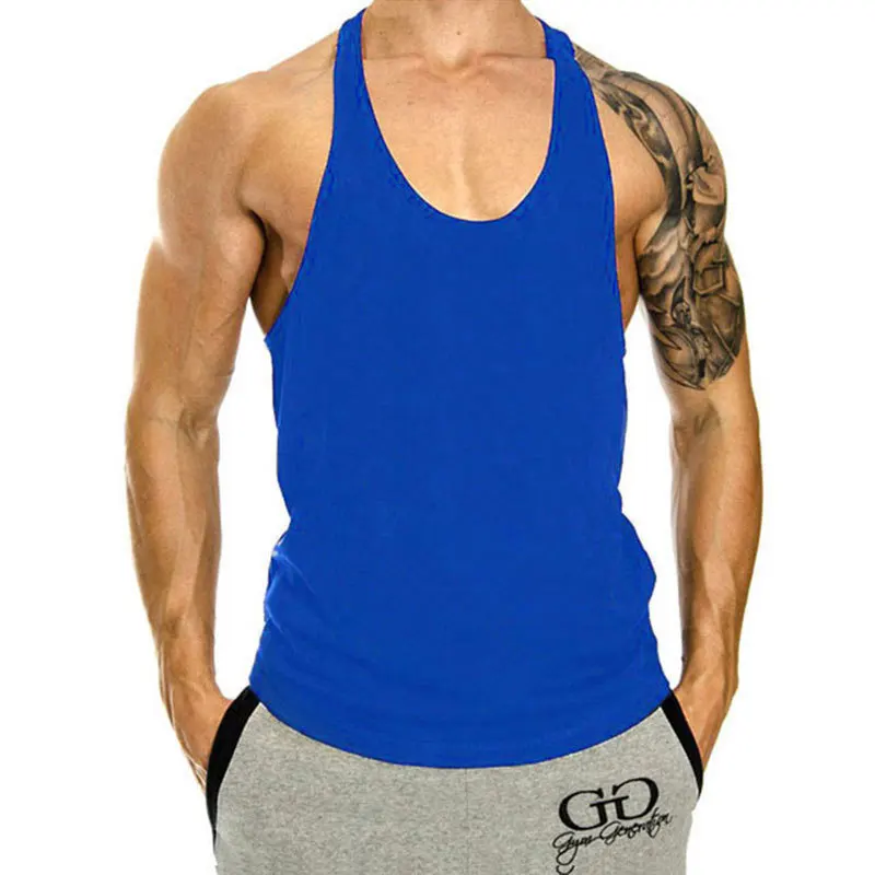 100% Cotton Bodybuilding Brand Jogger Gym Singlet Training Bodybuilding Tank Top Vest Shirt Sleeveless Fitness Shirt For Men