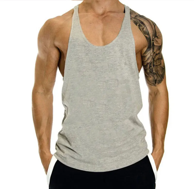 100% Cotton Bodybuilding Brand Jogger Gym Singlet Training Bodybuilding Tank Top Vest Shirt Sleeveless Fitness Shirt For Men