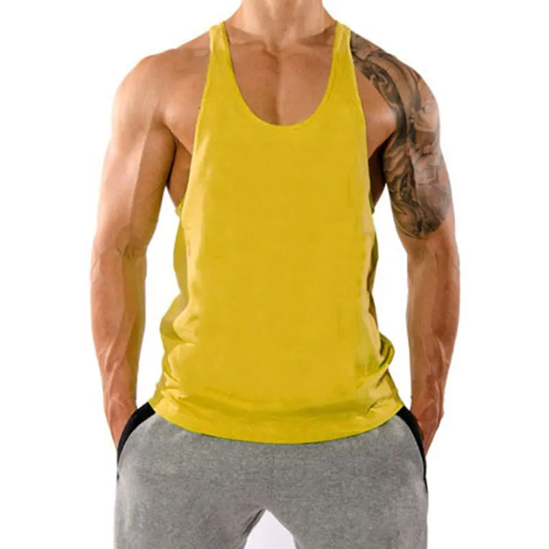 100% Cotton Bodybuilding Brand Jogger Gym Singlet Training Bodybuilding Tank Top Vest Shirt Sleeveless Fitness Shirt For Men