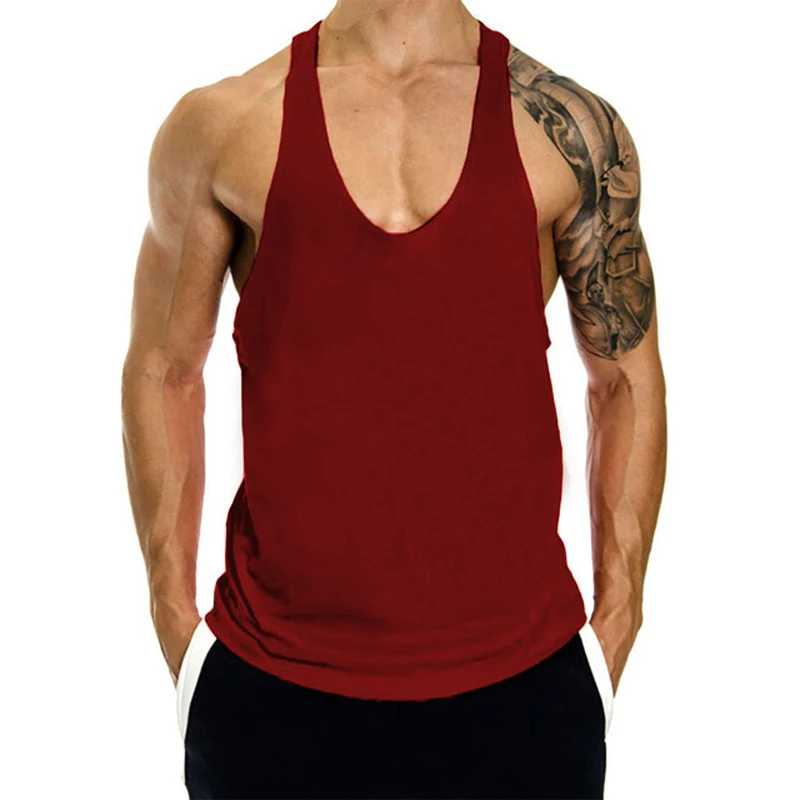 100% Cotton Bodybuilding Brand Jogger Gym Singlet Training Bodybuilding Tank Top Vest Shirt Sleeveless Fitness Shirt For Men