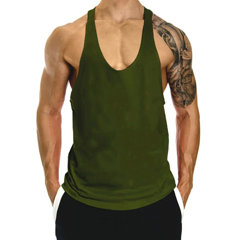 100% Cotton Bodybuilding Brand Jogger Gym Singlet Training Bodybuilding Tank Top Vest Shirt Sleeveless Fitness Shirt For Men