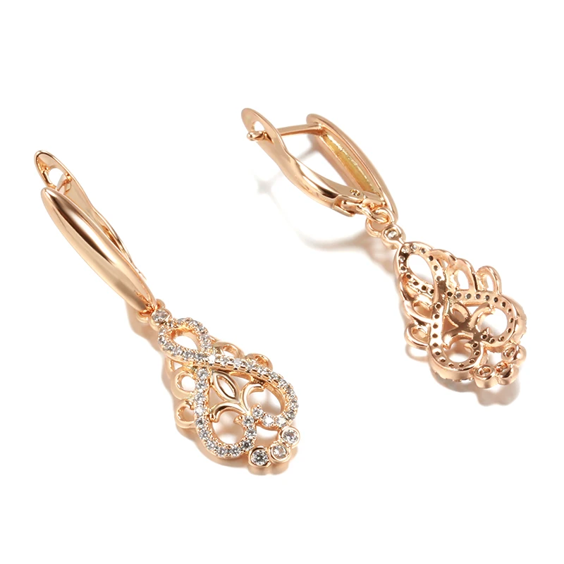 JULYDREAM Luxury Natural Zircon 585 Gold Color Long Dangle Women's Earrings Fashion Wedding Jewelry Party Personality Earrings