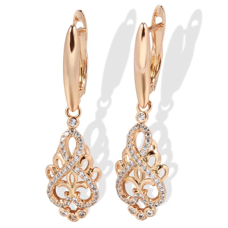 JULYDREAM Luxury Natural Zircon 585 Gold Color Long Dangle Women's Earrings Fashion Wedding Jewelry Party Personality Earrings