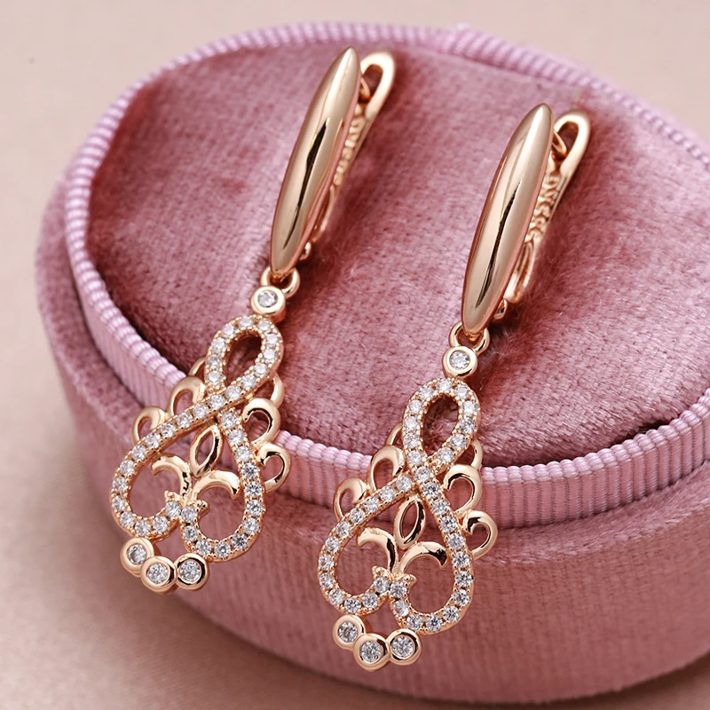 JULYDREAM Luxury Natural Zircon 585 Gold Color Long Dangle Women's Earrings Fashion Wedding Jewelry Party Personality Earrings