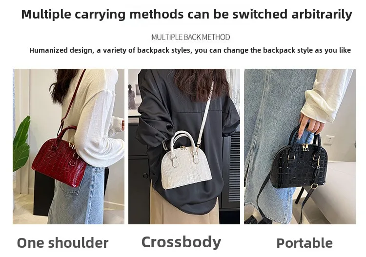 Retro Shoulder Bag Fashion Pu Leather New Women's Bag Waterproof Crocodile Pattern Versatile Crossbody Bag Hand Bags for Women