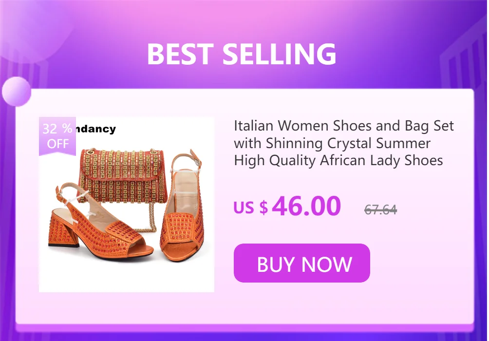 New Design Women Shoes and Bags To Match Set Nigeria Party Italian Shoe and Bag Set for Party in Women Rhinestone Women Pumps