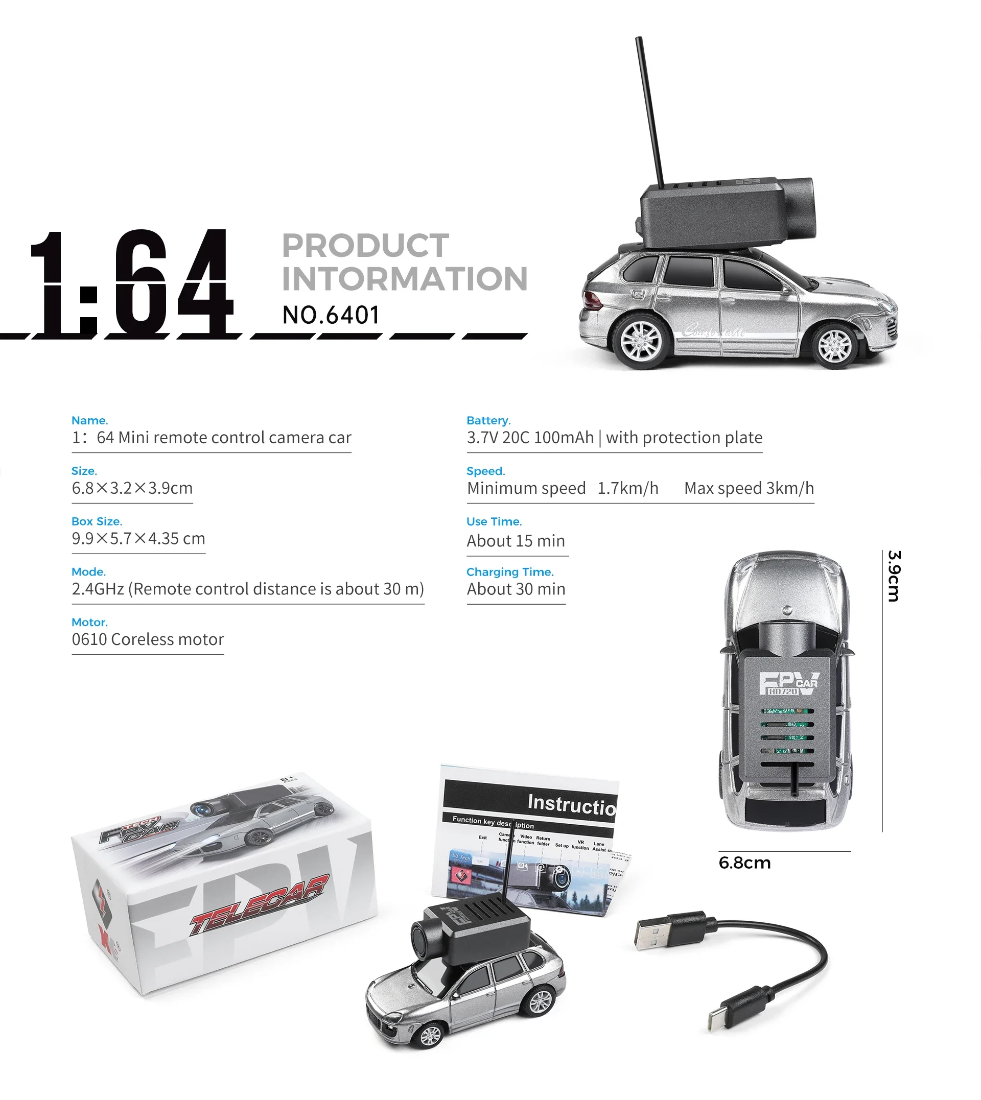 WLtoys 6401 Mini RC Cars 1:64 with 720P FPV Camera, Wifi APP Control, 2025 New RC Racing Car Toy, Kids Gifts for Boys Girls