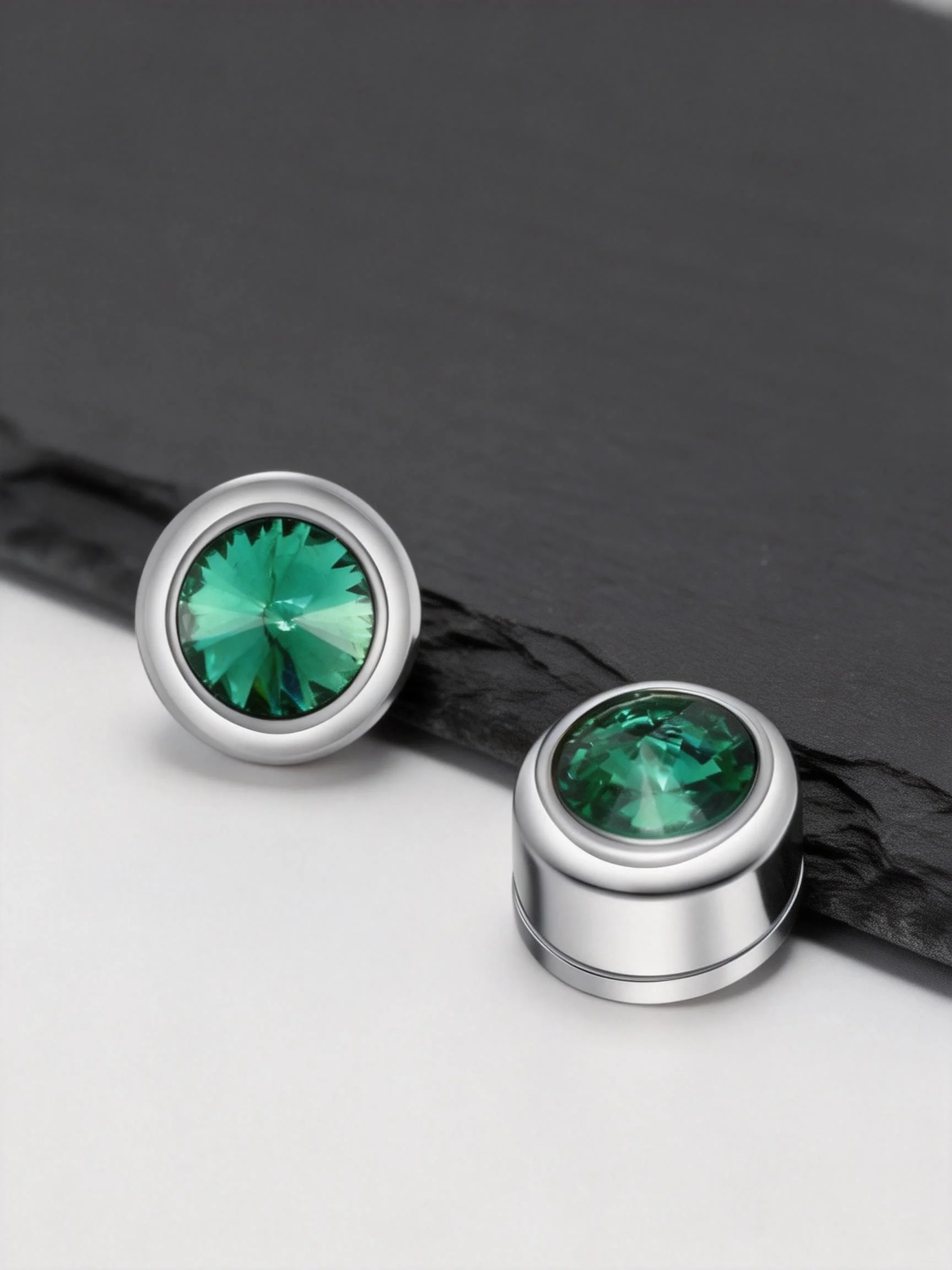 Magnetic Zircon Stud Earrings for Men,8mm Hypoallergenic Stainless Steel Non-Pierced Clip Earrings,Punk Rock Jewelry Gift