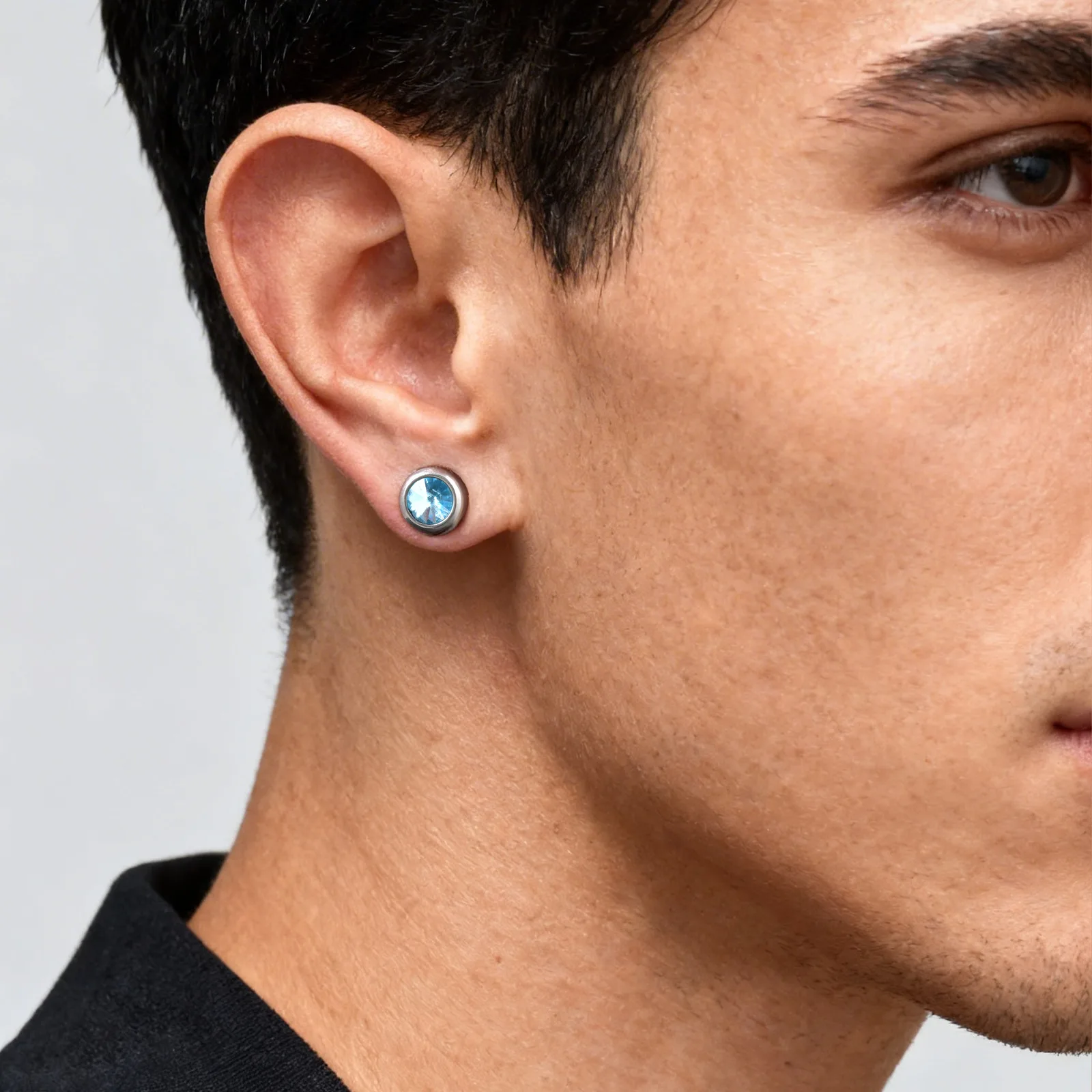 Magnetic Zircon Stud Earrings for Men,8mm Hypoallergenic Stainless Steel Non-Pierced Clip Earrings,Punk Rock Jewelry Gift