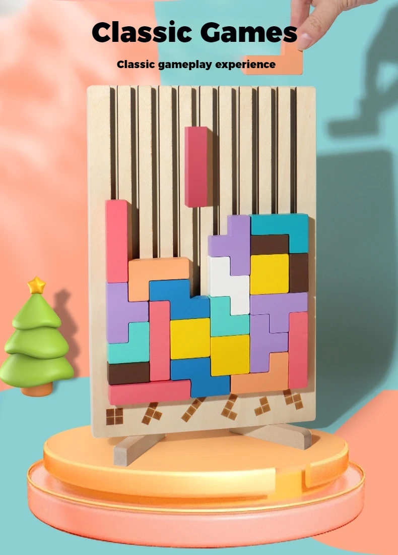 3D Wooden Puzzle, Building Blocks, Puzzle Game, Baby Logic Training Puzzle Toys, Parent-Child Interactive Games