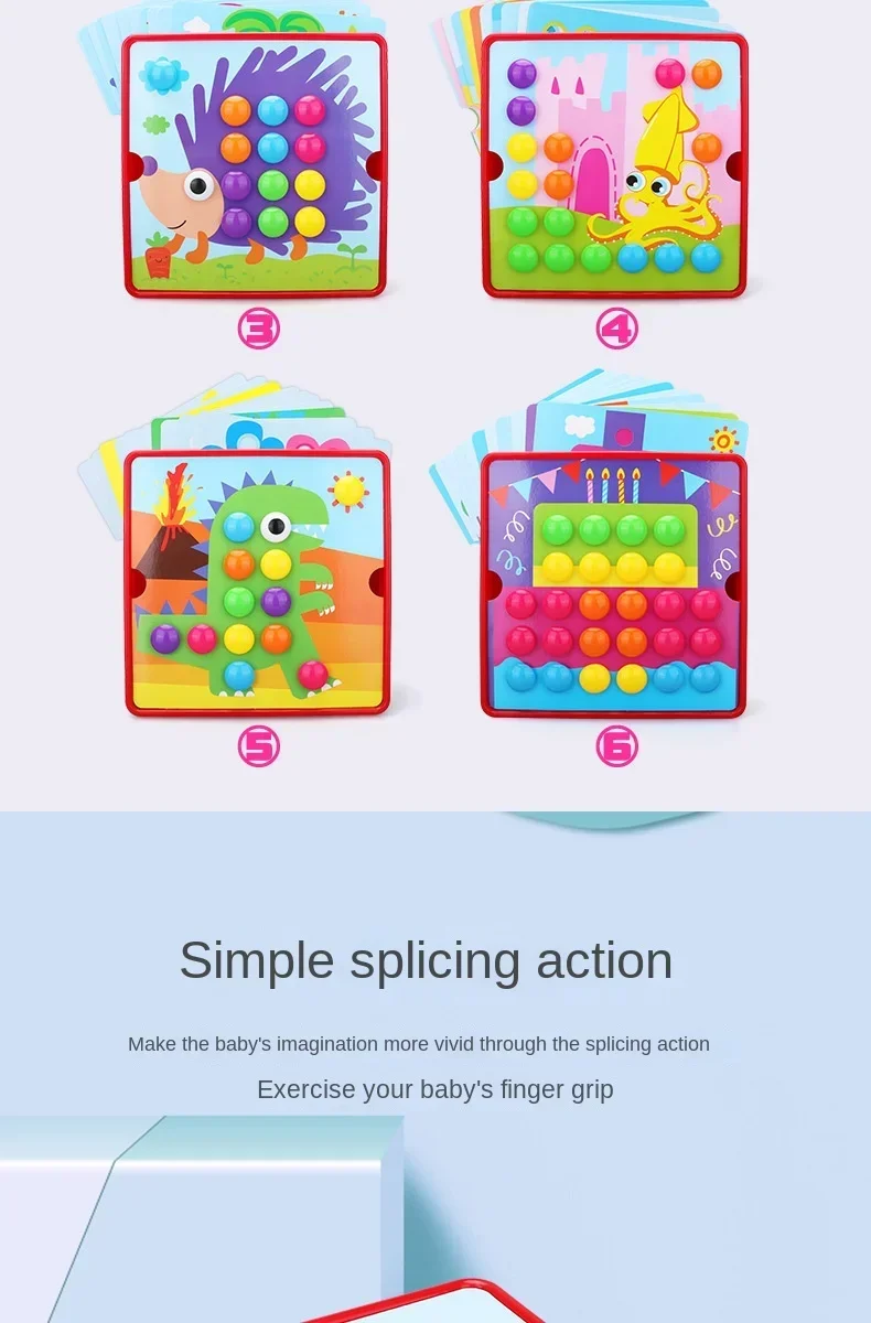 Montessori Baby Toys Mushroom Nail Beads Intelligent 3D Puzzle Games Jigsaw Board for Children Kids Educational Toys