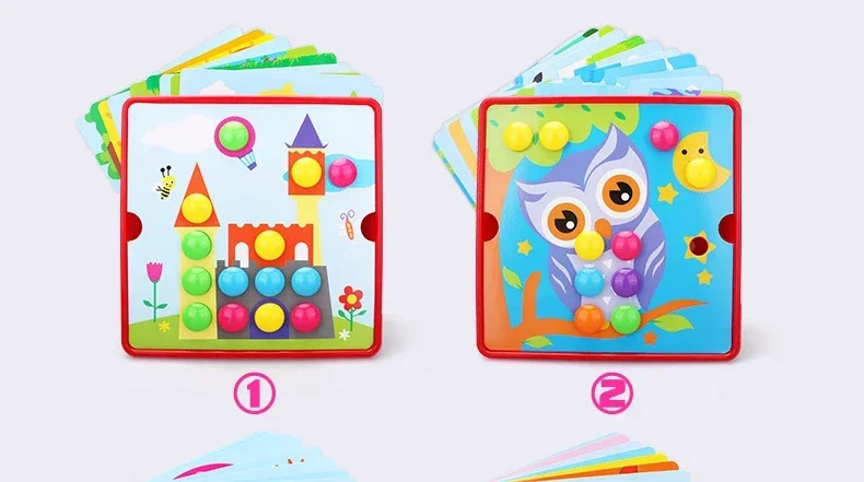 Montessori Baby Toys Mushroom Nail Beads Intelligent 3D Puzzle Games Jigsaw Board for Children Kids Educational Toys