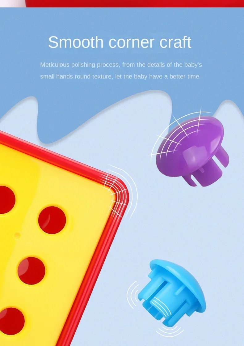 Montessori Baby Toys Mushroom Nail Beads Intelligent 3D Puzzle Games Jigsaw Board for Children Kids Educational Toys