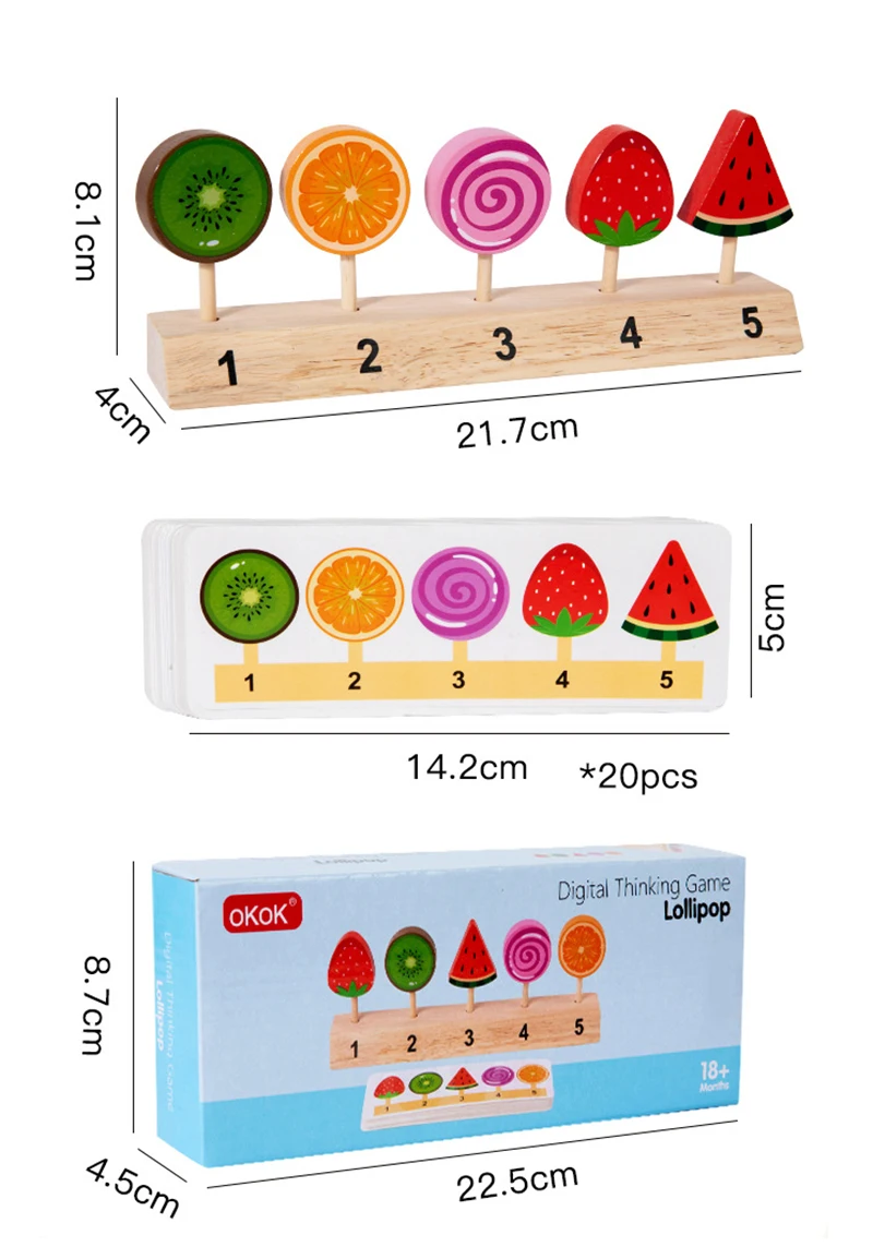 Kids Shape Color Sorting Board Game Toys Wooden Fruit Candy Ice Cream Matching Game Logical Thinking Training Pretend Food Toys