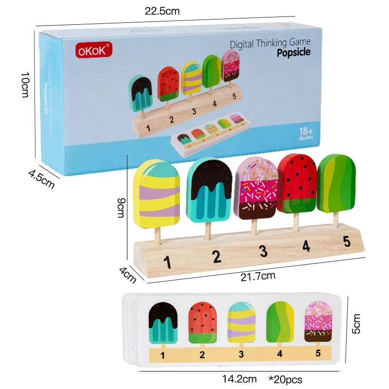 Kids Shape Color Sorting Board Game Toys Wooden Fruit Candy Ice Cream Matching Game Logical Thinking Training Pretend Food Toys