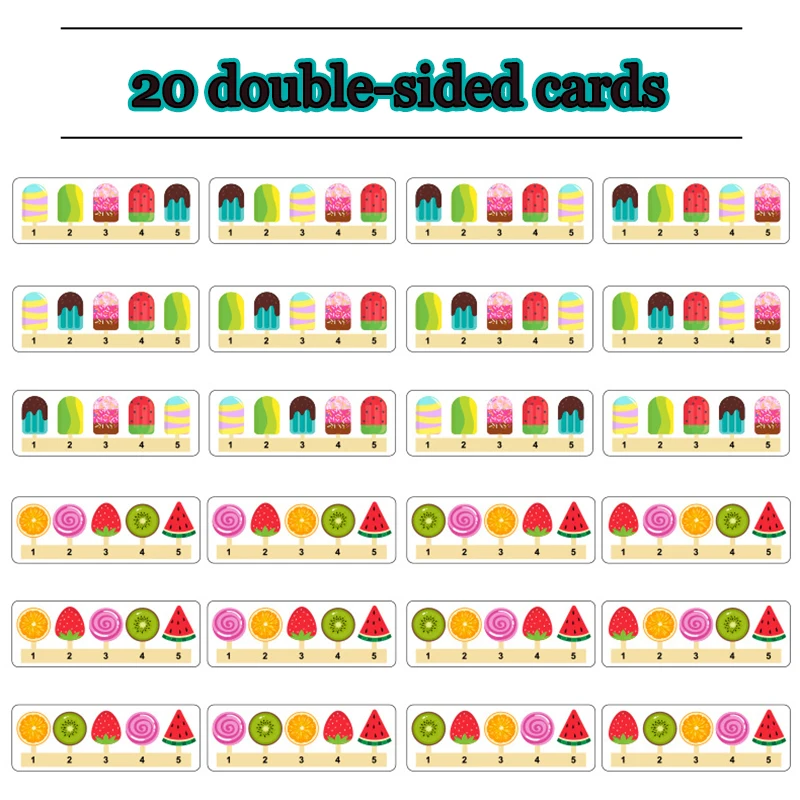 Kids Shape Color Sorting Board Game Toys Wooden Fruit Candy Ice Cream Matching Game Logical Thinking Training Pretend Food Toys
