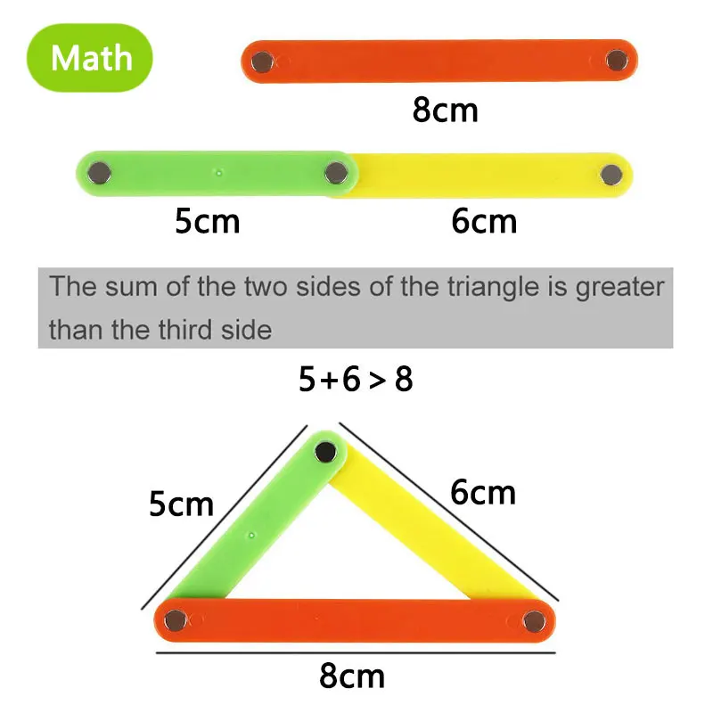 Montessori Magnetic Block Math Toys Plastic Magnetic Splicing Strip Polygon Learning Teaching Aids Educational Toys For Children
