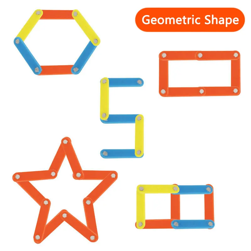 Montessori Magnetic Block Math Toys Plastic Magnetic Splicing Strip Polygon Learning Teaching Aids Educational Toys For Children