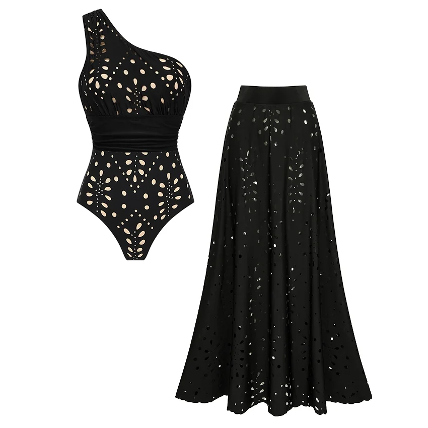 New 2PC Swimsuit Bandeau Biquini Sexy Bikini Women Swimwear Push Up Bathing Suits Female Long Skirt Beachwear