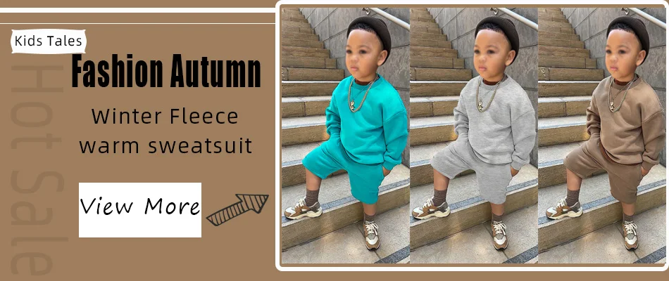 Kids Tales 2 Pcs Warm Tracksuit For Boys Clothing Set Pullover Sweatshirts+Pants Clothes For Kids Outfits Young Children Suit