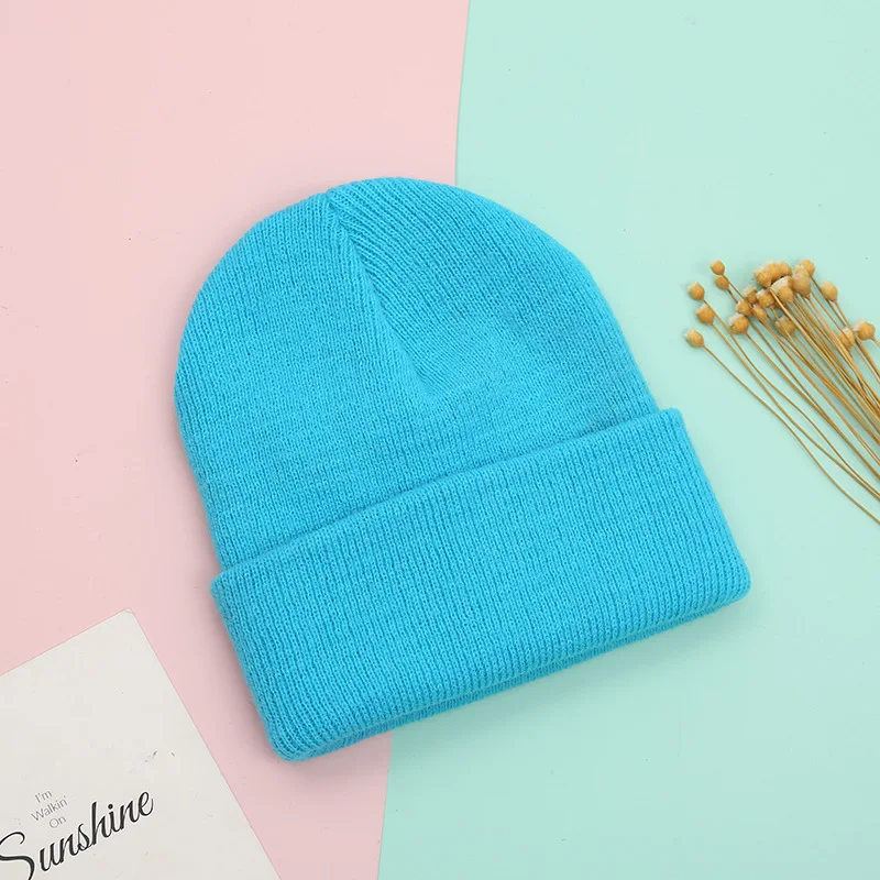 Dad Mother Kids Baby Hats for Girl Boy Newborn Beanie Infant Candy Color Winter Autumn Family Warm Knitted Parent Children Hat