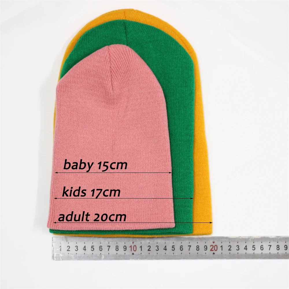 Dad Mother Kids Baby Hats for Girl Boy Newborn Beanie Infant Candy Color Winter Autumn Family Warm Knitted Parent Children Hat