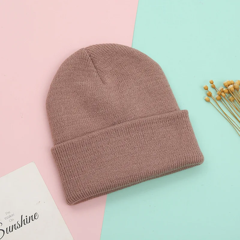 Dad Mother Kids Baby Hats for Girl Boy Newborn Beanie Infant Candy Color Winter Autumn Family Warm Knitted Parent Children Hat