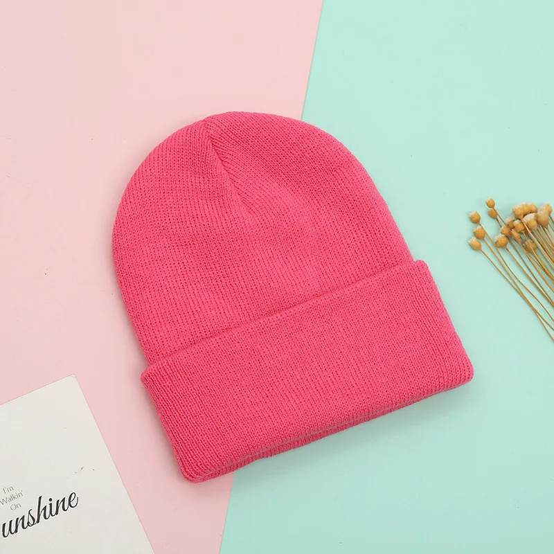 Dad Mother Kids Baby Hats for Girl Boy Newborn Beanie Infant Candy Color Winter Autumn Family Warm Knitted Parent Children Hat