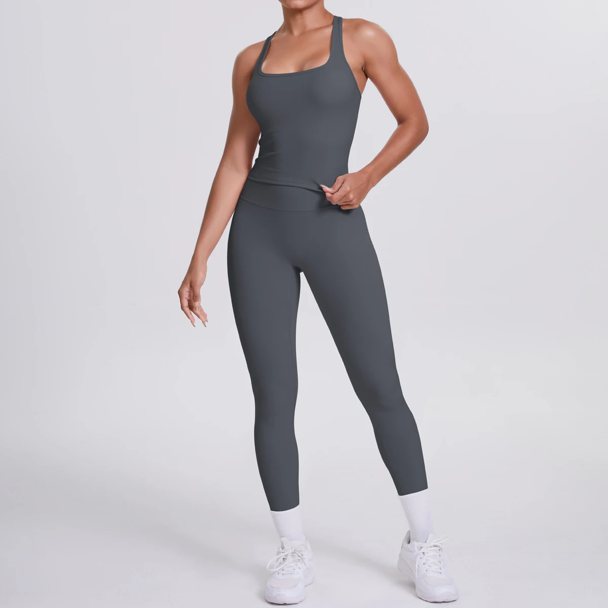 Yoga Top Set Fitness Gym Suit Training Sleeveless Sport Gym Tops Crossover Back Sports Underwear Tummy Control Slimming