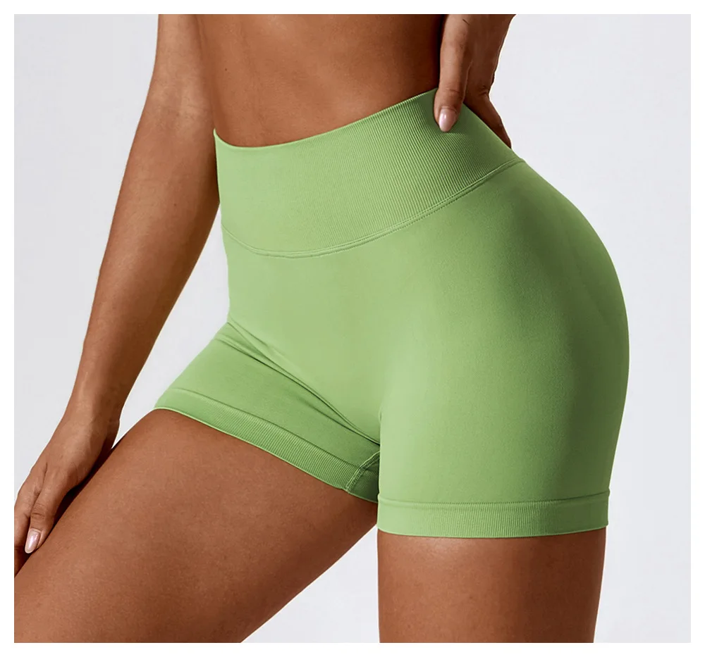 Women Sport Shorts High Waist Workout Tights Fitness Yoga Scrunch Butt Ladies Seamless Yoga Gym Running Short Pants Sportswear