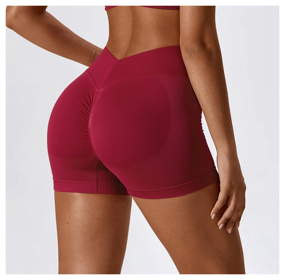 Women Sport Shorts High Waist Workout Tights Fitness Yoga Scrunch Butt Ladies Seamless Yoga Gym Running Short Pants Sportswear