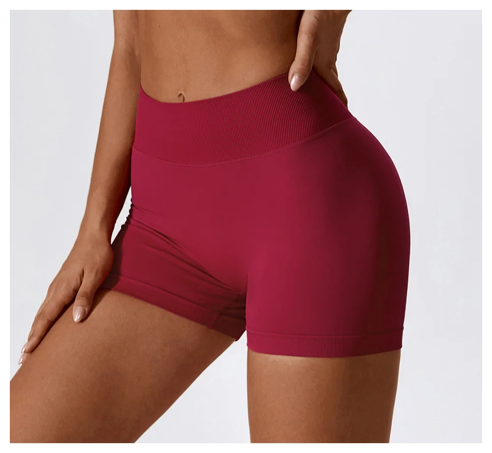 Women Sport Shorts High Waist Workout Tights Fitness Yoga Scrunch Butt Ladies Seamless Yoga Gym Running Short Pants Sportswear