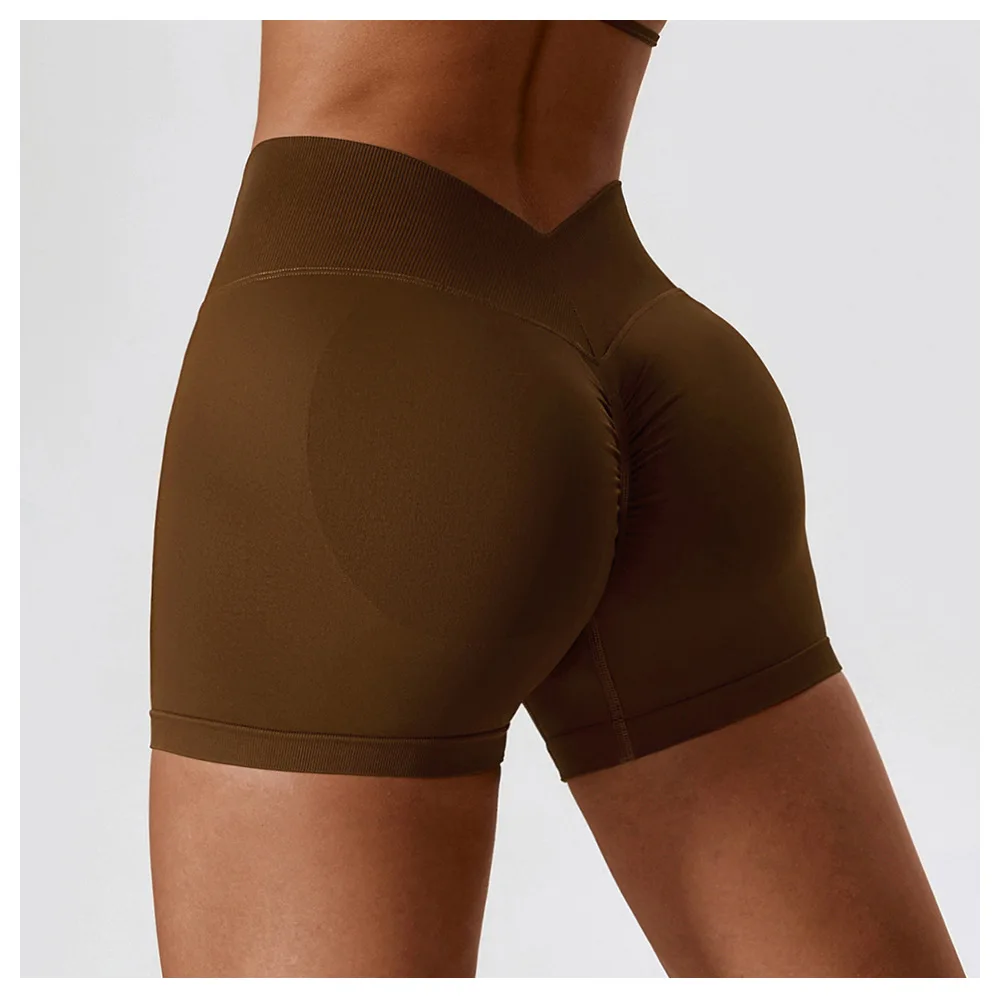 Women Sport Shorts High Waist Workout Tights Fitness Yoga Scrunch Butt Ladies Seamless Yoga Gym Running Short Pants Sportswear
