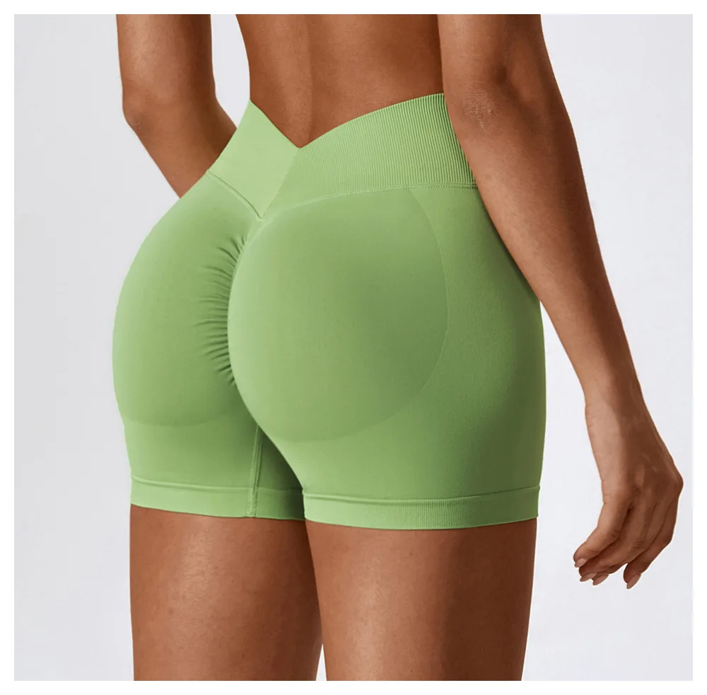 Women Sport Shorts High Waist Workout Tights Fitness Yoga Scrunch Butt Ladies Seamless Yoga Gym Running Short Pants Sportswear