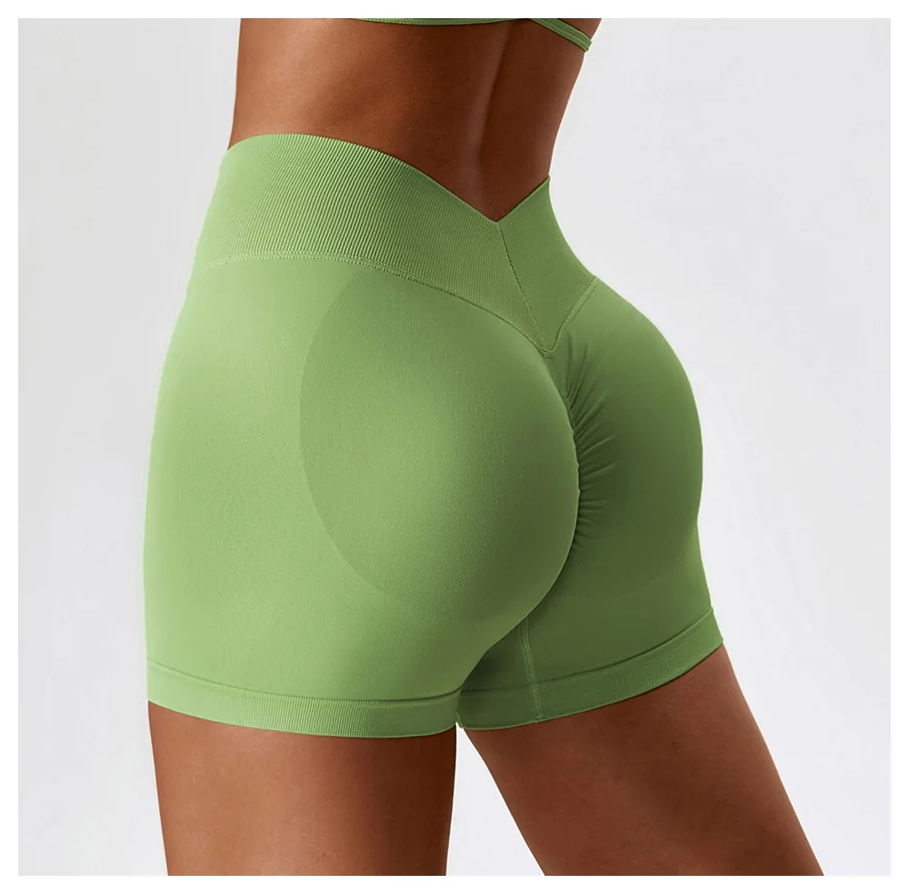 Women Sport Shorts High Waist Workout Tights Fitness Yoga Scrunch Butt Ladies Seamless Yoga Gym Running Short Pants Sportswear