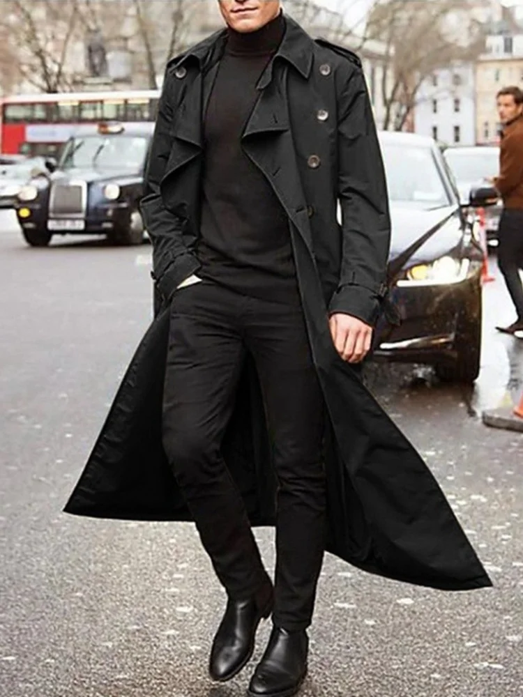 Streetwear Fashion Trench Men's Thin Coat Designer Overlong British Coats Man's Clothing With Epaulets Men's Jackets For Spring