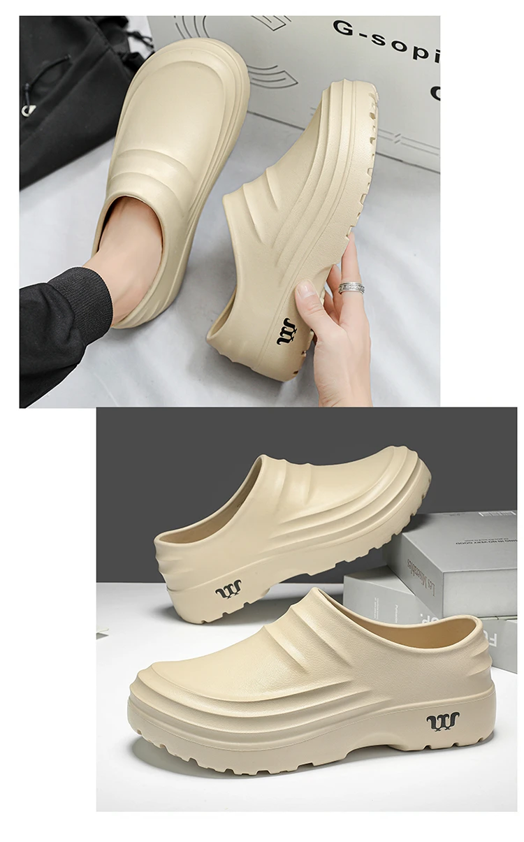 New Men's Anti-slip Chef Shoes Sandals For Men Working Shoes Waterproof Fashion Garden Shoes Clogs For Beach Slippers Size 36-48