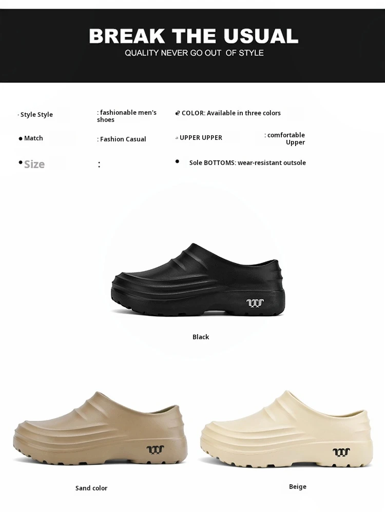 New Men's Anti-slip Chef Shoes Sandals For Men Working Shoes Waterproof Fashion Garden Shoes Clogs For Beach Slippers Size 36-48