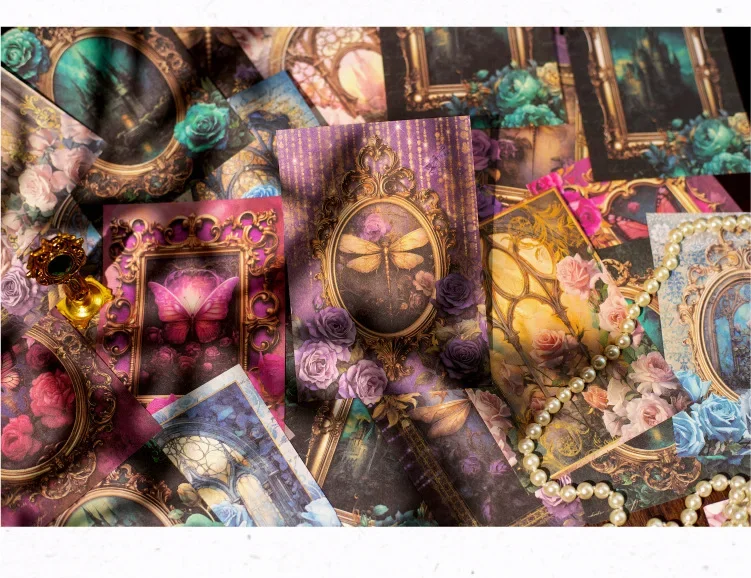32Sheets Vintage Journal Paper Supplies Baroque Fantasy Series DIY Decoration Base 32Pcs 6 Styles Optional kawaii