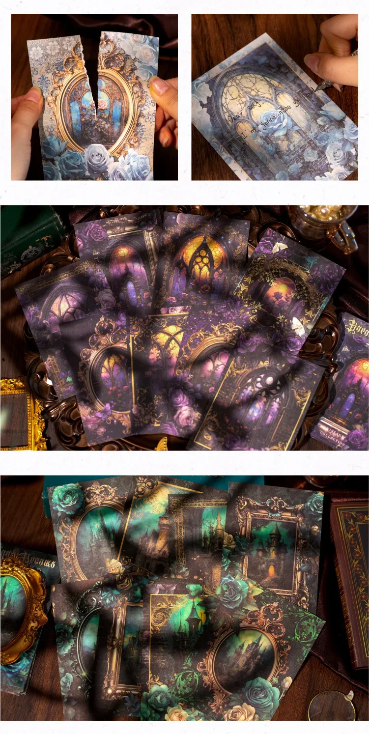 32Sheets Vintage Journal Paper Supplies Baroque Fantasy Series DIY Decoration Base 32Pcs 6 Styles Optional kawaii