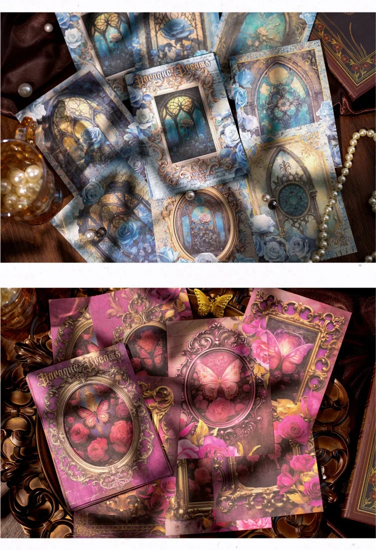 32Sheets Vintage Journal Paper Supplies Baroque Fantasy Series DIY Decoration Base 32Pcs 6 Styles Optional kawaii