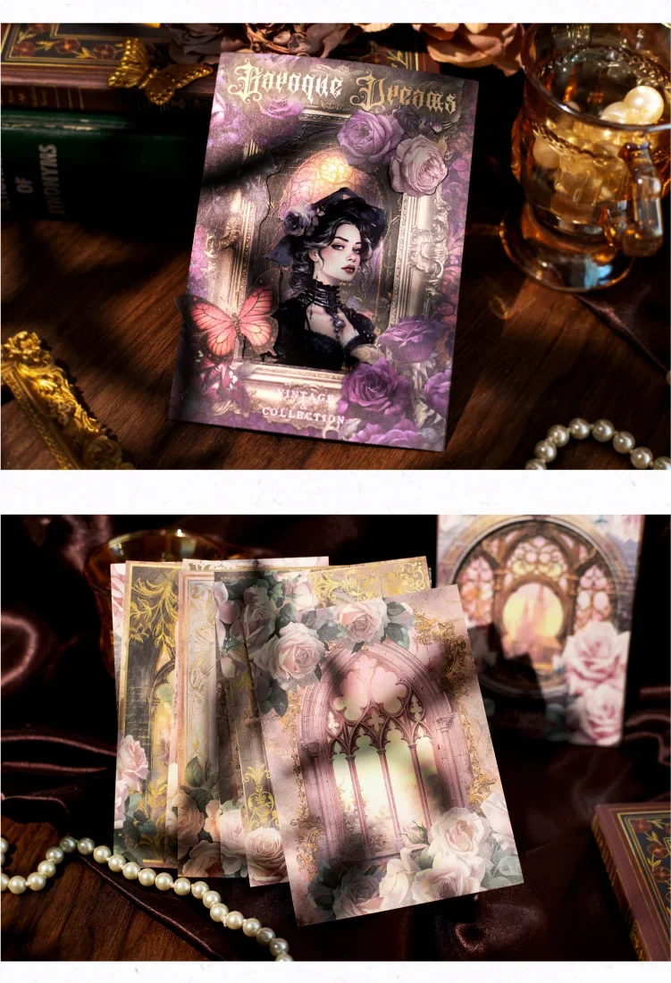 32Sheets Vintage Journal Paper Supplies Baroque Fantasy Series DIY Decoration Base 32Pcs 6 Styles Optional kawaii